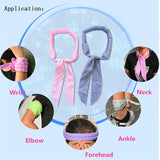 HULIANFU Summer Ice Cooling Wrap Tie 5Colors Non-toxic Neck Arm Cooler Scarf Body Headband Towel Bandana Free Shippin g