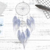 HULIANFU Original silver gray dream catcher 2 ring Indian feather hanging art gifts to bestie friends creative valentine's day gifts
