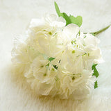 HULIANFU 2023 5 Head Hydrangea Artificial Flowers Bouquet White Small Silk Fake Flowers Floral Faux Flowers Blue Wedding Home Party Decoration