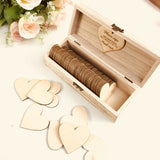 HULIANFU Personalized Wedding guest book with hearts,Custom name and date Wooden Keepsake box,rustic engrave wedding guest book