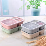 HULIANFU Japanese Lunch Boxs Leak-Proof 3 Grid With Lid Camping Picnic Portable Plastic Food Fruit Storage Container Bento Box For Kids