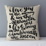 HULIANFU Popular phrase words letters printed couch cushion home decorative pillows 45x45cm square cushions without core "Love you more"