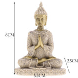 HULIANFU MagiDeal The   Sandstone Meditation Buddha Statue Sculpture Handmade Figurine Meditation Miniatures Ornament Statue Home D#3
