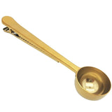 HULIANFU Two-in-one Stainless Steel Coffee Spoon Measuring Spoon Milk Powder Spoon With Seal Clip Kitchen Baking Scale Spoon Accessories