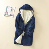 Hulianfu New Winter Women Lamb Fur Parka Coat Warm Hooded Fur Denim Jacket Big Size Casual JeanCoat Female Thick Warm Denim Jacket