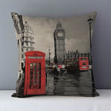 HULIANFU Retro Nostalgic couch cushion home decorative pillows London Paris scenic printed square 45x45cm pillowcase seat back cushions