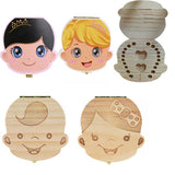 HULIANFU Tooth Box Poland English dutch Spanish Russian French GermanText Baby Boy Girl Wood Case Save Milk Teeth Organizer Holder