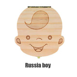 HULIANFU Tooth Box  English Italy Spanish Portuguese PolandTurkey Dutch Greece Wood Storage Box For Baby Organizer  Box For  Milk Teeth