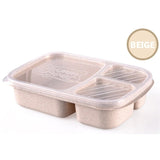 HULIANFU Japanese Lunch Boxs Leak-Proof 3 Grid With Lid Camping Picnic Portable Plastic Food Fruit Storage Container Bento Box For Kids