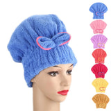 HULIANFU Microfibre Quick Hair Drying Bath Spa Bowknot Wrap Towel Hat Cap For Bathroom 7 Colors Solid Color Bathroom Accessories FPing