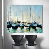 HULIANFU Wholesale High Quality handpainted Abstract boats Oil Painting On Canvas Handmade Beautiful Abstract Landscape Oil Paintings