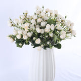 HULIANFU 2023 white mini silk rose artificial flowers for wedding decoration bride fake flower bouquet diy home decor art accessories for vase