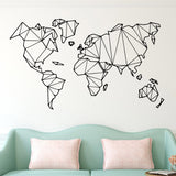 HULIANFU Large Size Geometric World Map Wall Sticker Vinyl Mural Removable Bedroom Decor Stickers Home Living Room Decoration Accessories