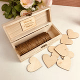 HULIANFU Personalized Wedding guest book with hearts,Custom name and date Wooden Keepsake box,rustic engrave wedding guest book