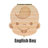 HULIANFU Tooth Box  English Italy Spanish Portuguese PolandTurkey Dutch Greece Wood Storage Box For Baby Organizer  Box For  Milk Teeth