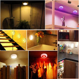 HULIANFU Wireless LED Under Cabinet Light Dimmable Touch Sensor RGB LED Puck Lights For Cupboard Wardrobe Stair Closet Hallway Night Lamp