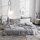 HULIANFU Summer throw Quilts fresh pink patchwork quilt stitching small balls duvet 1pc soft bedspread solid bed cover pastoral bed linen