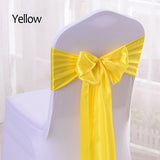 HULIANFU Wedding Satin Chair Sashes Party Chairs Bands Gold Pink Chair Knot Cover Decoration Chairs Bow For Chair Decoration Banquet