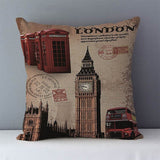 HULIANFU Retro Nostalgic couch cushion home decorative pillows London Paris scenic printed square 45x45cm pillowcase seat back cushions