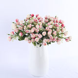 HULIANFU 2023 white mini silk rose artificial flowers for wedding decoration bride fake flower bouquet diy home decor art accessories for vase