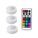 HULIANFU Wireless LED Under Cabinet Light Dimmable Touch Sensor RGB LED Puck Lights For Cupboard Wardrobe Stair Closet Hallway Night Lamp