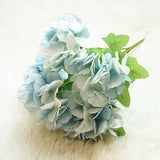 HULIANFU 2023 5 Head Hydrangea Artificial Flowers Bouquet White Small Silk Fake Flowers Floral Faux Flowers Blue Wedding Home Party Decoration