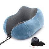 HULIANFU U Shaped Memory Foam Neck Pillows Soft Slow Rebound Space Travel Pillow Massage Neck Cervical Healthcare Bedding Drop Shipping
