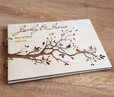 HULIANFU Personalized Engraved  Wooden Guest Book Bird Wedding Guest Book Rustic Wedding Guest Book Bridal Shower Guest Book