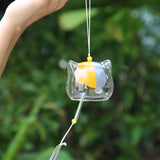 HULIANFU New Glass Cat Pattern Wind Chime Bell Japenese Home Garden Hanging Decor DIY Gift