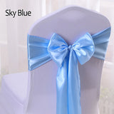 HULIANFU Wedding Satin Chair Sashes Party Chairs Bands Gold Pink Chair Knot Cover Decoration Chairs Bow For Chair Decoration Banquet