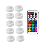 HULIANFU Wireless LED Under Cabinet Light Dimmable Touch Sensor RGB LED Puck Lights For Cupboard Wardrobe Stair Closet Hallway Night Lamp