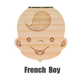 HULIANFU Tooth Box  English Italy Spanish Portuguese PolandTurkey Dutch Greece Wood Storage Box For Baby Organizer  Box For  Milk Teeth