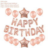 HULIANFU Rose Gold Wedding Birthday Party Balloons Happy Birthday Letter Foil Balloon Baby Shower Anniversary Event Party Decor Supplies