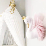 HULIANFU Swan Doll Stuffed Toys Wall Art Decor Golden Crown 3D Swan Wall Hanging Girl Bedroom Decoration Wedding Birthday Party Supplies
