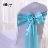 HULIANFU Wedding Satin Chair Sashes Party Chairs Bands Gold Pink Chair Knot Cover Decoration Chairs Bow For Chair Decoration Banquet
