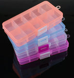 HULIANFU New 10 Slots Cells Colorful Portable Jewelry Tool Storage Box Container Ring Electronic Parts Screw Beads Organizer Plastic Case