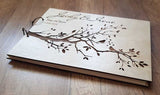 HULIANFU Personalized Engraved  Wooden Guest Book Bird Wedding Guest Book Rustic Wedding Guest Book Bridal Shower Guest Book