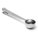 HULIANFU Two-in-one Stainless Steel Coffee Spoon Measuring Spoon Milk Powder Spoon With Seal Clip Kitchen Baking Scale Spoon Accessories