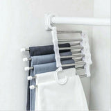 HULIANFU Newest Fashion 5 in 1 Pant rack shelves Stainless Steel Clothes Hangers Multi-functional Wardrobe Hot Sale Magic Hanger