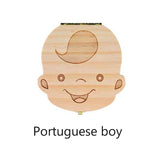 HULIANFU Tooth Box  English Italy Spanish Portuguese PolandTurkey Dutch Greece Wood Storage Box For Baby Organizer  Box For  Milk Teeth