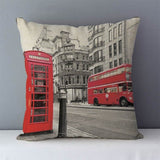 HULIANFU Retro Nostalgic couch cushion home decorative pillows London Paris scenic printed square 45x45cm pillowcase seat back cushions