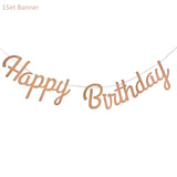 HULIANFU Rose Gold Wedding Birthday Party Balloons Happy Birthday Letter Foil Balloon Baby Shower Anniversary Event Party Decor Supplies