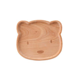 HULIANFU Natural Beech Cartoon Food Tray Wooden Cup Breakfast Plate Large Solid Wood Tableware Cake Snack Fruit Tray Safe baby Food Bowl
