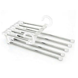 HULIANFU Newest Fashion 5 in 1 Pant rack shelves Stainless Steel Clothes Hangers Multi-functional Wardrobe Hot Sale Magic Hanger