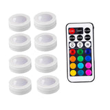 HULIANFU Wireless LED Under Cabinet Light Dimmable Touch Sensor RGB LED Puck Lights For Cupboard Wardrobe Stair Closet Hallway Night Lamp