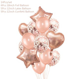 HULIANFU Rose Gold Wedding Birthday Party Balloons Happy Birthday Letter Foil Balloon Baby Shower Anniversary Event Party Decor Supplies