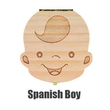 HULIANFU Tooth Box  English Italy Spanish Portuguese PolandTurkey Dutch Greece Wood Storage Box For Baby Organizer  Box For  Milk Teeth