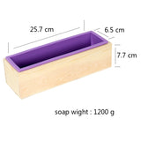 HULIANFU Rectangular Soap Mold Silicone Liner Loaf Mould with Wood Box for Homemade Cold Process 1200g