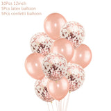 HULIANFU Rose Gold Confetti Baloons Foil Champagne Star Balloon Wedding Latex Ballon globos BabyShower Birthday Party Decoration Supplies