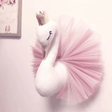 HULIANFU Swan Doll Stuffed Toys Wall Art Decor Golden Crown 3D Swan Wall Hanging Girl Bedroom Decoration Wedding Birthday Party Supplies
